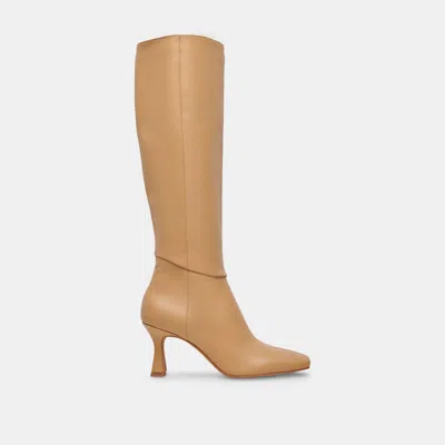 Trove Gyra Wide Calf Boots Tan Leather - Re:vita In Brown