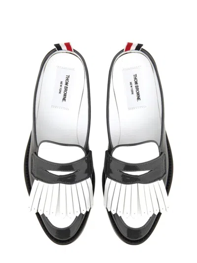 Thom Browne Kilt Varsity Penny Loafer In Gray