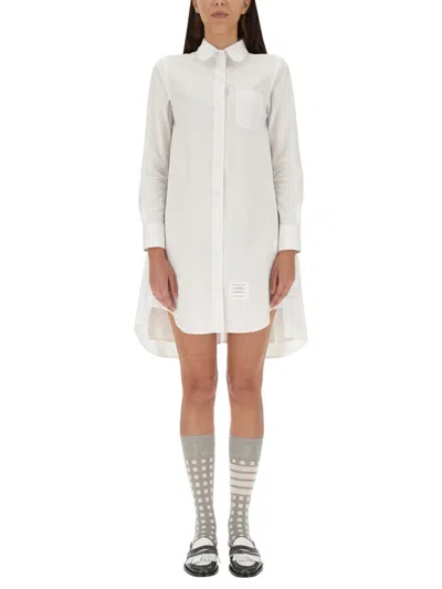 Thom Browne White Knee-length Pocket Shirt Dress In White