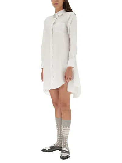 Thom Browne White Knee-length Pocket Shirt Dress In White