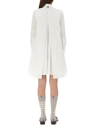 Thom Browne White Knee-length Pocket Shirt Dress In White