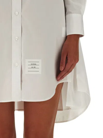 Thom Browne White Knee-length Pocket Shirt Dress In White