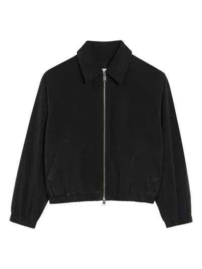 Ami Alexandre Mattiussi Black Technical Canvas Zipped Jacket Black In Black