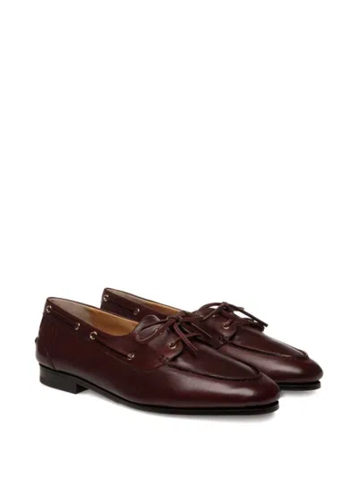 Bally Leather Loafers With Round Toe And Rubber Sole In Brown