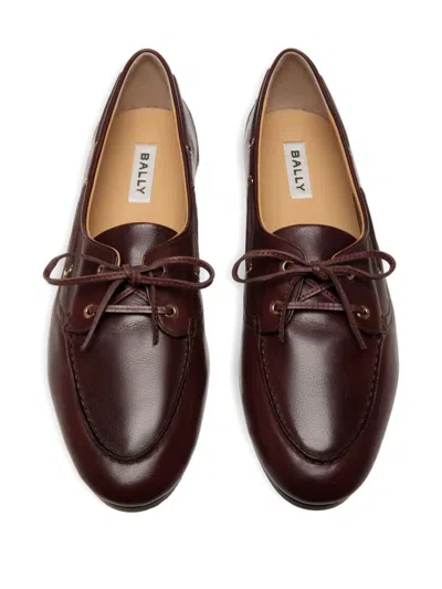 Bally Leather Loafers With Round Toe And Rubber Sole In Brown