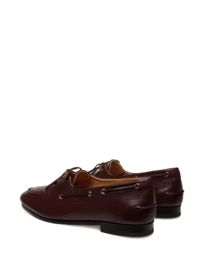 Bally Leather Loafers With Round Toe And Rubber Sole In Brown
