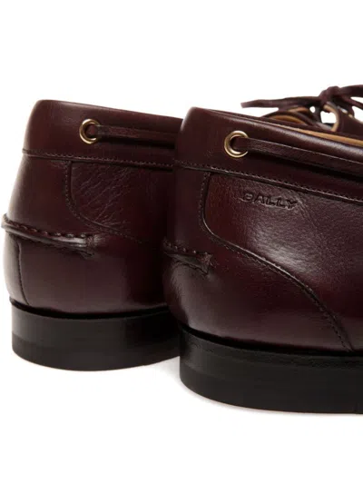 Bally Leather Loafers With Round Toe And Rubber Sole In Brown