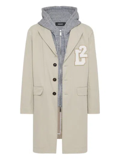 Dsquared2 Hooded Coat With Drawstring And Pockets In Multi