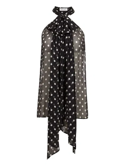 Nina Ricci Halterneck Polka-dot Top In Black