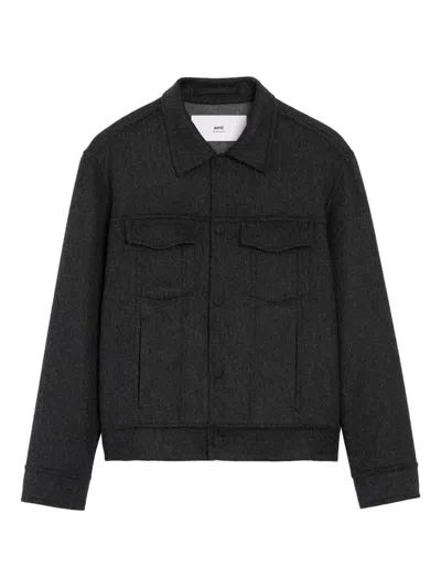 Ami Alexandre Mattiussi Adjustable Cuffs Chest Pockets Long Sleeves In Gray