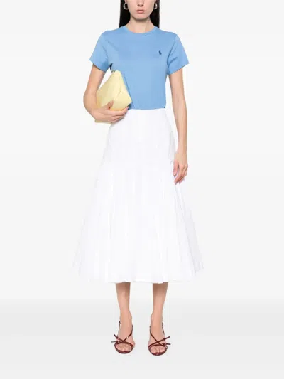 Polo Ralph Lauren Woman T-shirt Pastel Blue Size M Cotton In Blue