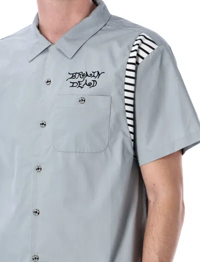 Brain Dead Cotton Shirt With Chest Pocket And Graphic Print In Blue