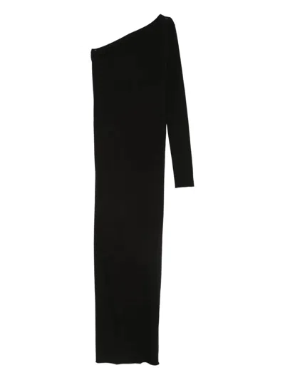 Rick Owens Drkshdw Ziggy One Shoulder Maxi Dress In Black