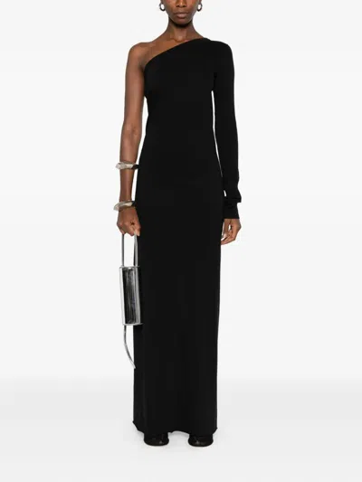 Rick Owens Drkshdw Ziggy One Shoulder Maxi Dress In Black