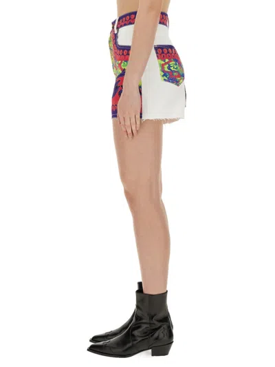 Versace Jeans Couture Logo-print Denim Shorts In Multi