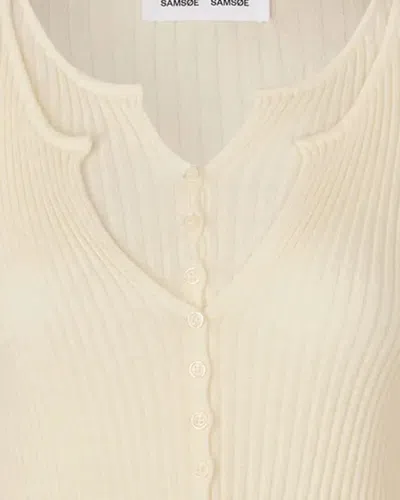Samsoe & Samsoe Sajose Ribbed Buttoned Cardigan In Neutral