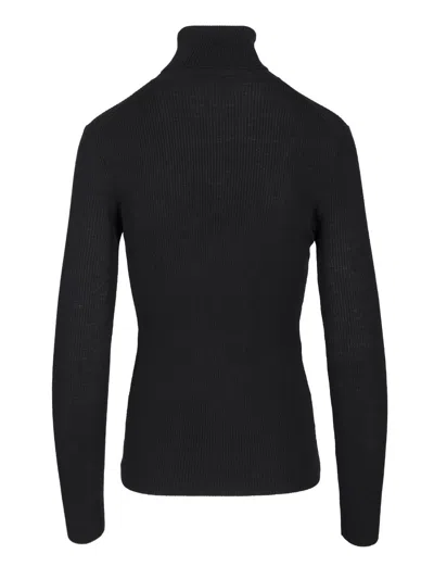 P.a.r.o.s.h Ribbed Wool Turtleneck Knitwear Blue In Black