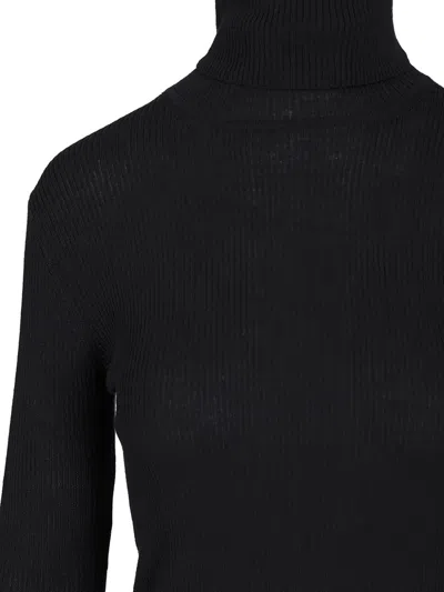 P.a.r.o.s.h Ribbed Wool Turtleneck Knitwear Blue In Black