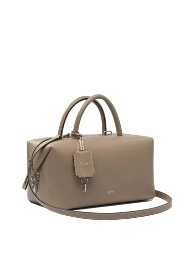 Max Mara Structured Handbag With Detachable Strap And Top Handles In Nude