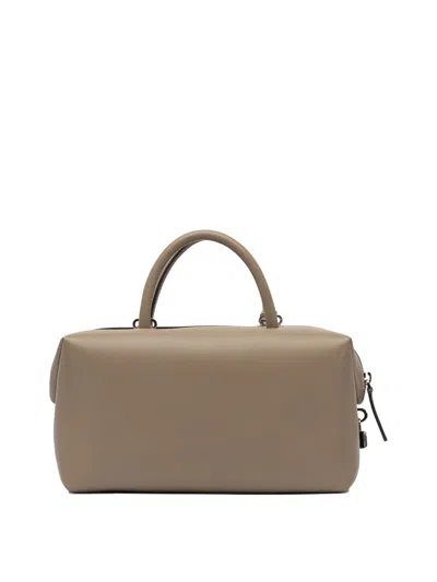 Max Mara Structured Handbag With Detachable Strap And Top Handles In Nude