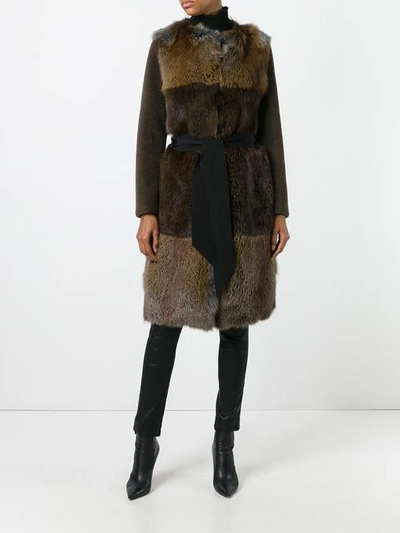 Shop Blancha Fur Coat In Brown