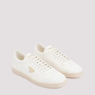 Prada Ivory Leather Lace-up Sneakers
