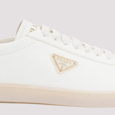 Prada Ivory Leather Lace-up Sneakers