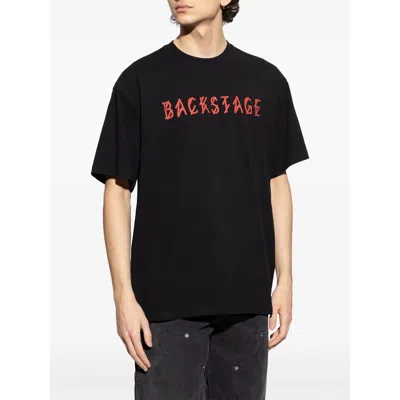 44 Label Group Black T-shirt With Print On The Front And Maxi Logo On The Back In Black