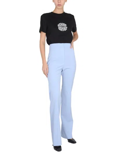 Patou Essential Wool Pants With Hook And Eye Closure In Blue