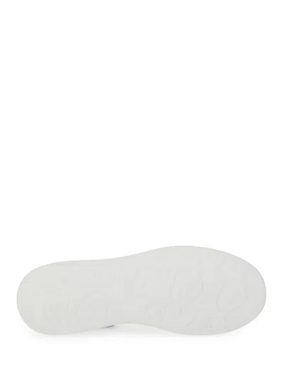 Alexander Mcqueen Men White Leather Sneakers With Blue Suede Heel In White