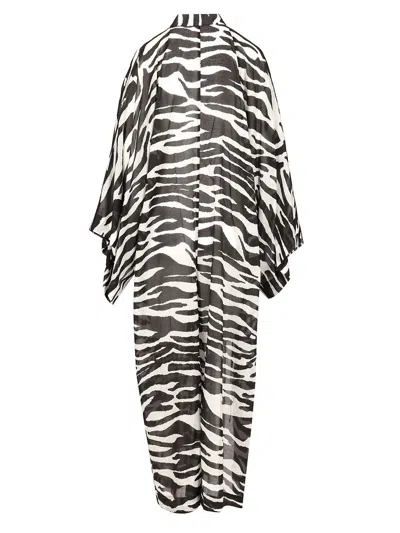 Attico Zebra Print Caftan Swimwear Animalier In Multi