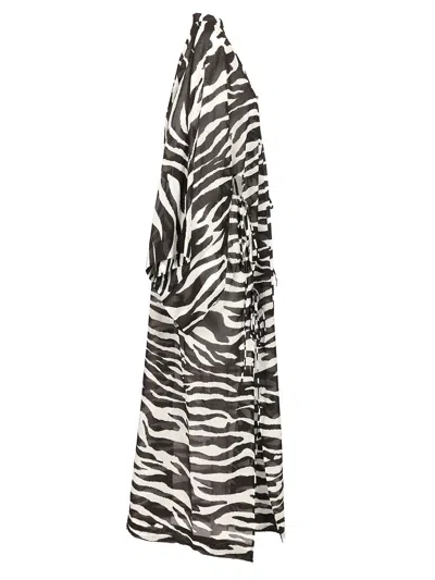 Attico Zebra Print Caftan Swimwear Animalier In Multi