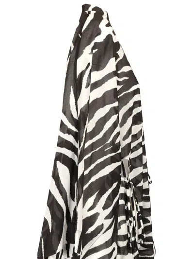 Attico Zebra Print Caftan Swimwear Animalier In Multi