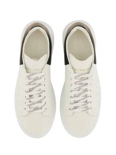Alexander Mcqueen Oversized Calf Leather Sneakers With Chunky Rubber Sole In White