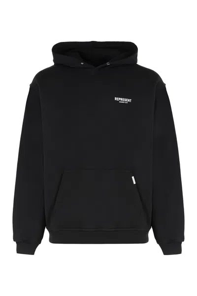 Represent Hooded Sweatshirt Oversized Front Pocket In Black