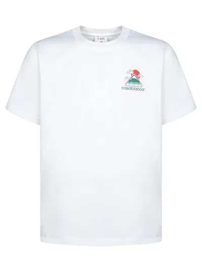 Casablanca Montagne Ondulée Logo-print Cotton-jersey T-shirt In White
