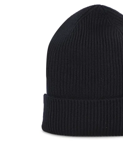 Moncler Wool And Cashmere Beanie In Navy Blue In Blue