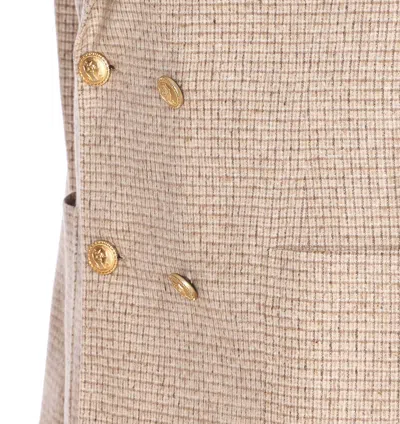 Brunello Cucinelli Double-breasted Puppytooth Cashmere And Silk-blend Suit Jacket In Neutral