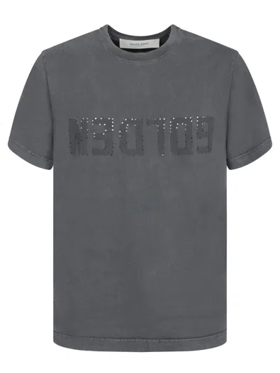 Golden Goose Anthracite Grey Vintage-effect T-shirt Men In Gray