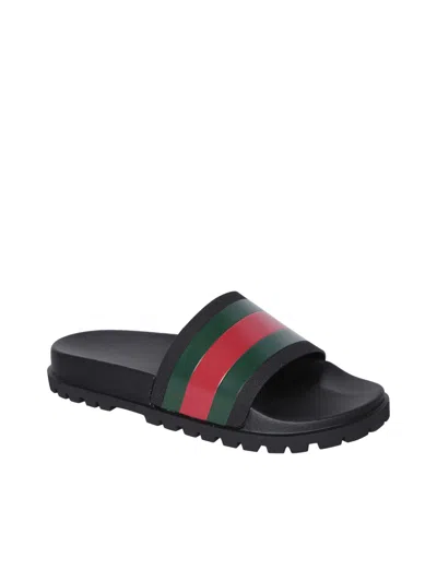 Gucci Pantoletten Mit Webdetail In Black