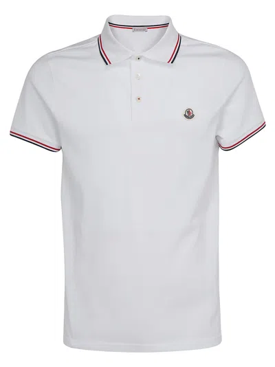 Moncler White Cotton Short-sleeved Polo T-shirt In White