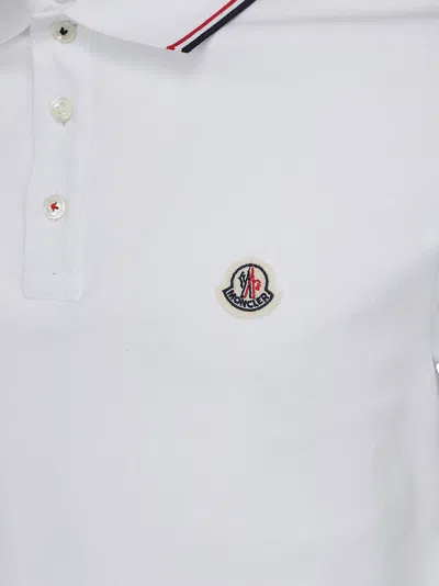 Moncler White Cotton Short-sleeved Polo T-shirt In White