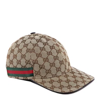 Gucci Men Beige Baseball Cap With Web Detail On The Side In Gg Canvas Man In Neutral