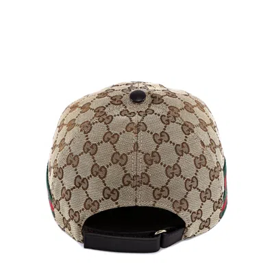Gucci Men Beige Baseball Cap With Web Detail On The Side In Gg Canvas Man In Neutral