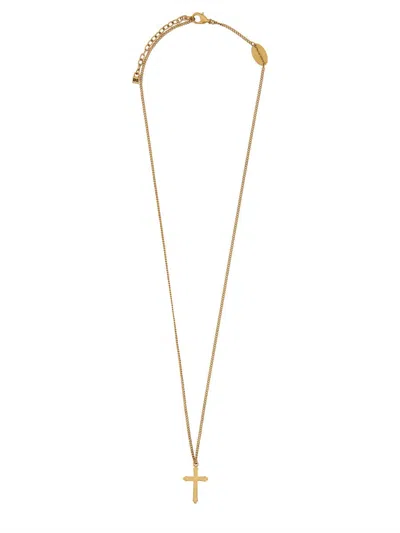 Dsquared2 Vintage Cross Necklace With Polished Finish And Adjustable Chain In Gold