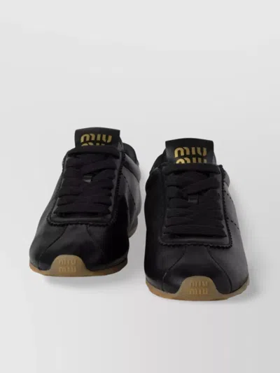 Miu Miu Plume Nappa Leather Sneakers Shoes In Black