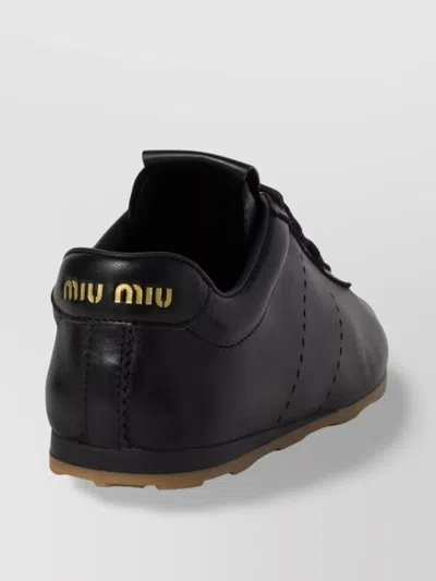 Miu Miu Plume Nappa Leather Sneakers Shoes In Black