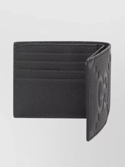 Gucci Oversized Bi-fold Leather Wallet In Black