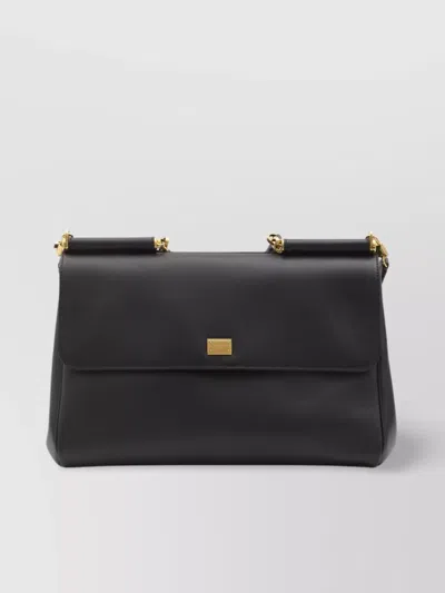 Dolce & Gabbana My Sicily Leather Handbag In Black