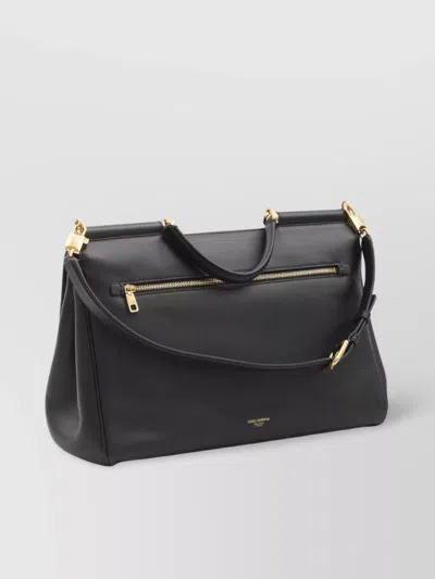 Dolce & Gabbana My Sicily Leather Handbag In Black